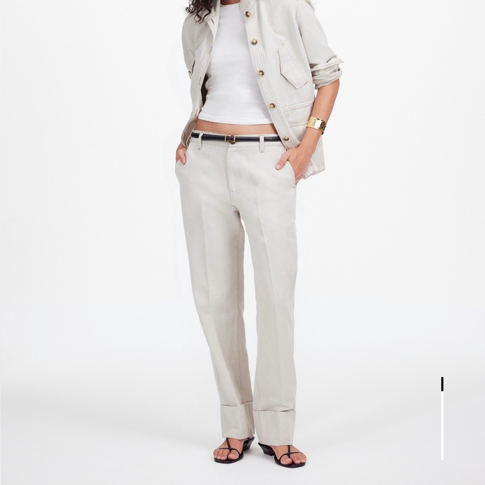 Madewell The Dean Easy Straight Pant in Bone